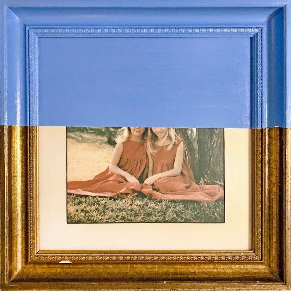 Dip Dye Paint Antique Gold Frame Vintage Twins Art